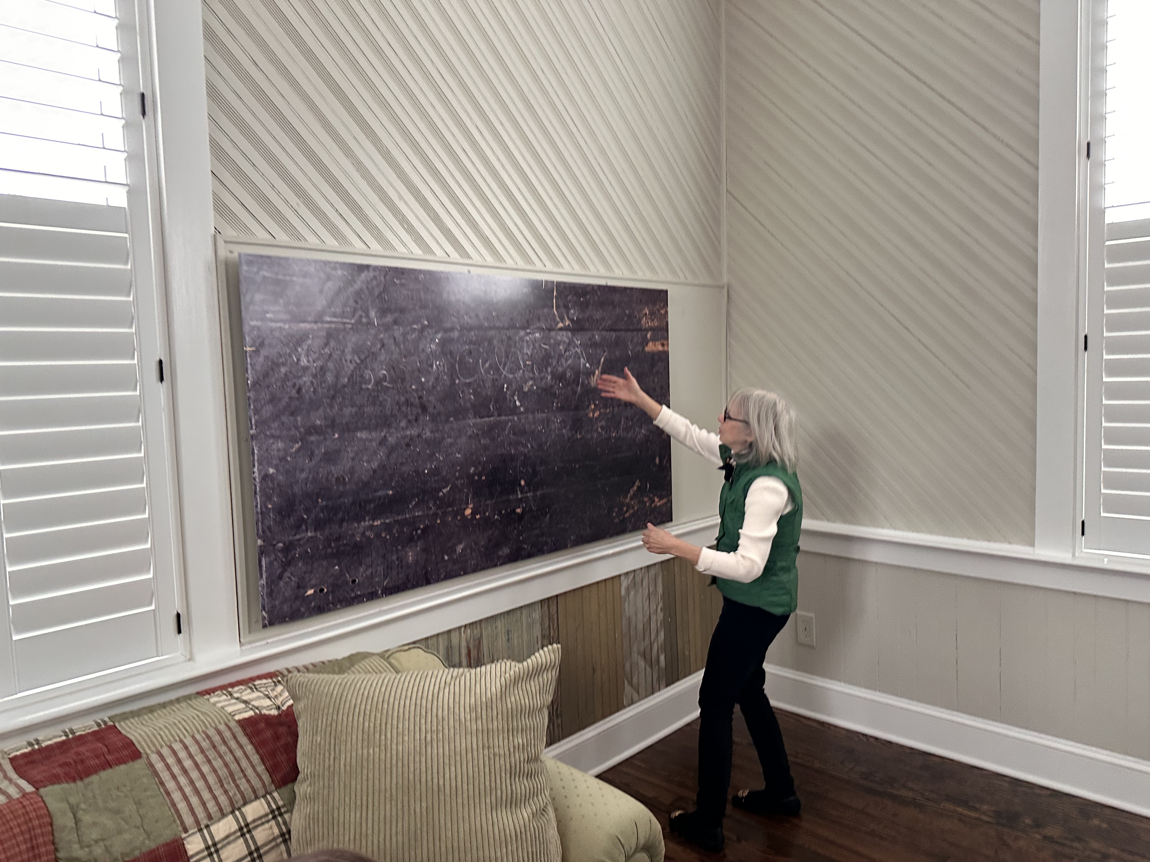 Original 1870s blackboard showing agricultural math problems